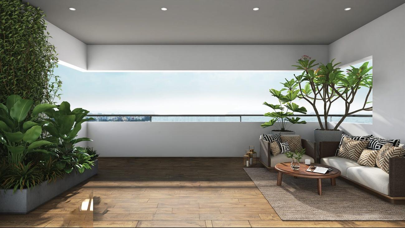 Luxury terrace balcony with seating